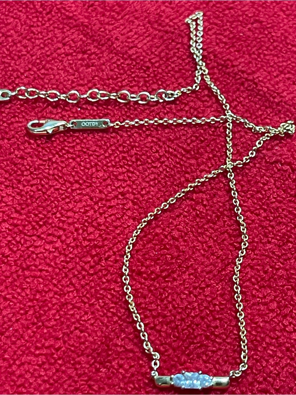 OOTDY Women's Gold Dainty 3-Stone Bar Necklace Minimalist Layering Aesthetic CZ - Picture 6 of 7